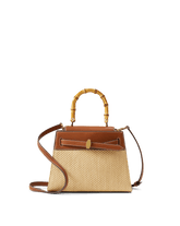 Veronica Beard Raffia Dash Top-Handle Bag