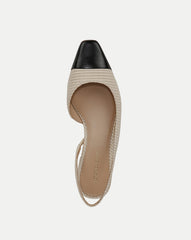 Cecile Raffia Cap-Toe Slingback