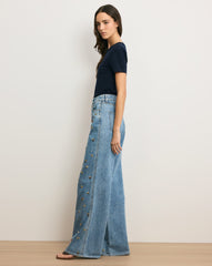 Kasey Embellished Wide-Leg Jean