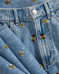 Kasey Embellished Wide-Leg Jean