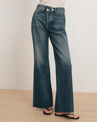 Taylor Crossover-Waistband Wide-Leg Jean