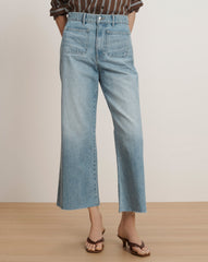 Taylor Cropped Patch-Pocket Wide-Leg Jean