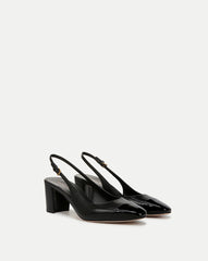 Cecile Leather Cap-Toe Slingback Pump