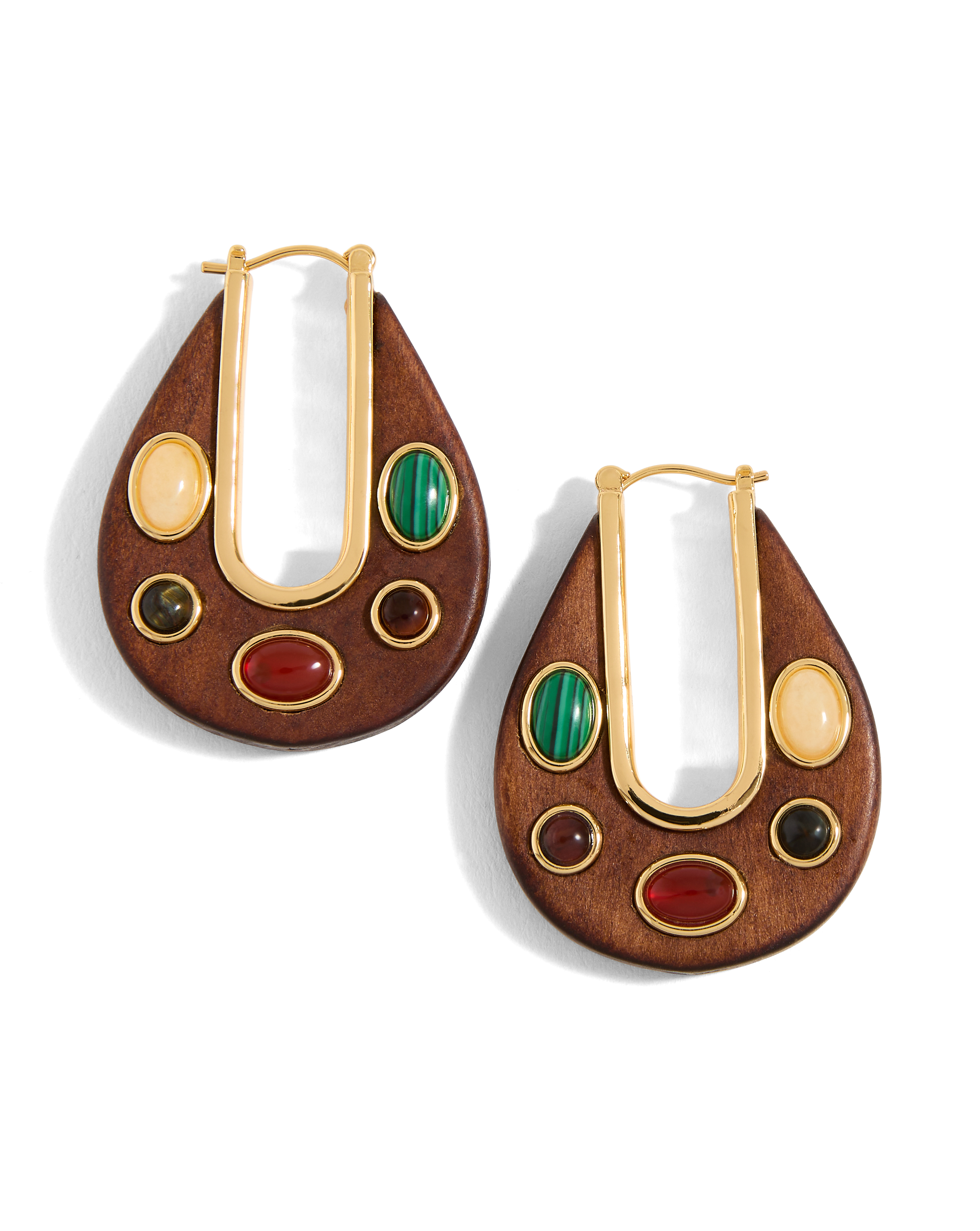 Wood Embellished Drop Hoop