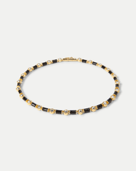 Black Enamel and Crystal Barrel Necklace