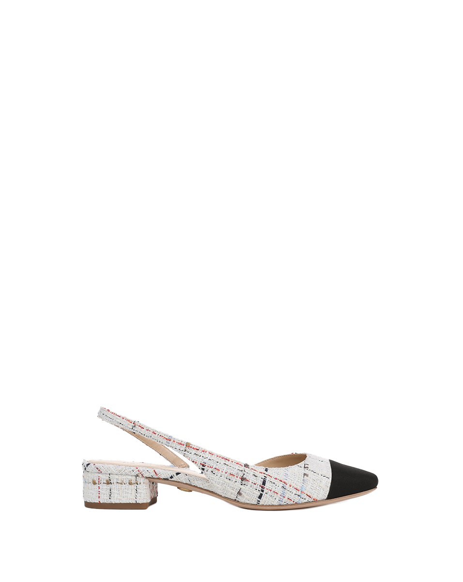 Cecile Tweed Cap-Toe Slingback