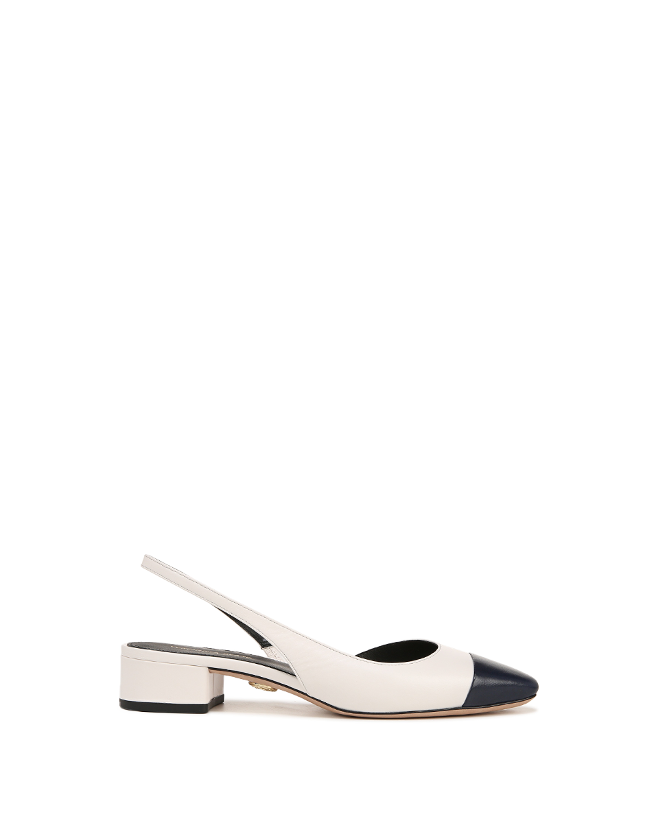 Cecile Leather Cap-Toe Slingback