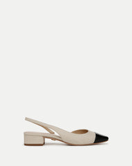 Cecile Raffia Cap-Toe Slingback