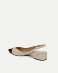 Cecile Raffia Cap-Toe Slingback
