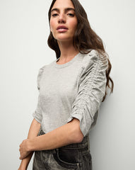 Waldorf Ruched-Sleeve Slub T-Shirt