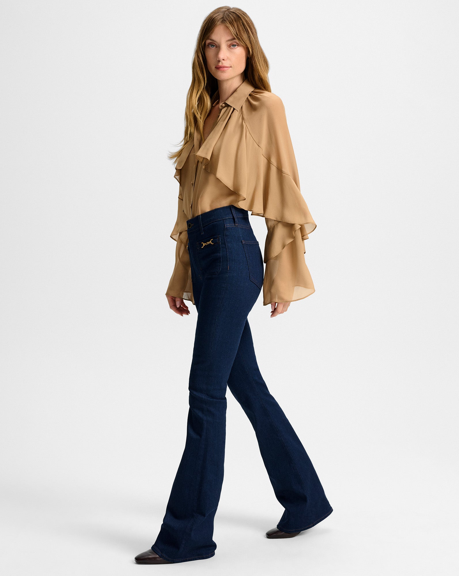 Beverly Chain-Pocket Skinny-Flare Jean