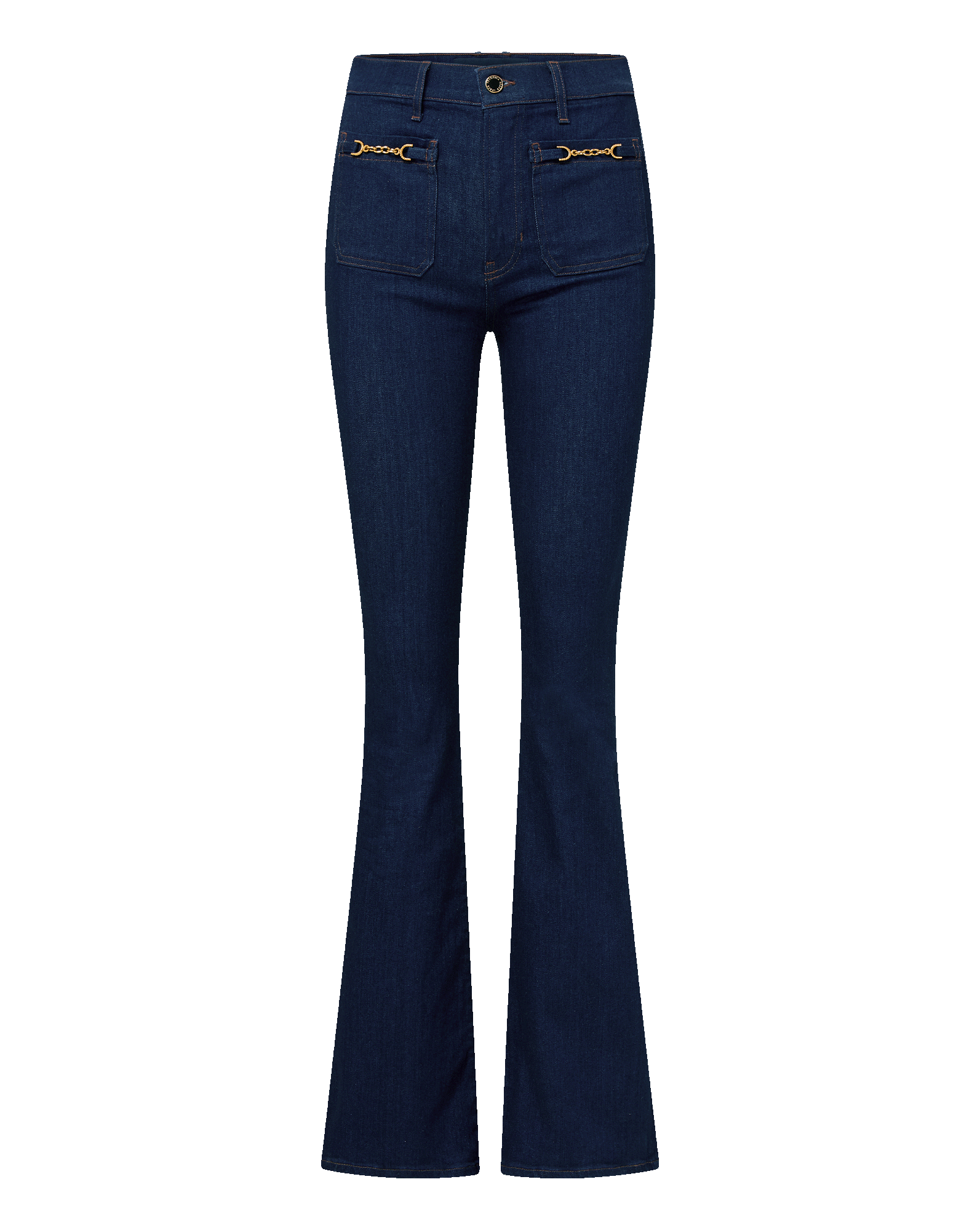 Beverly Chain-Pocket Skinny-Flare Jean