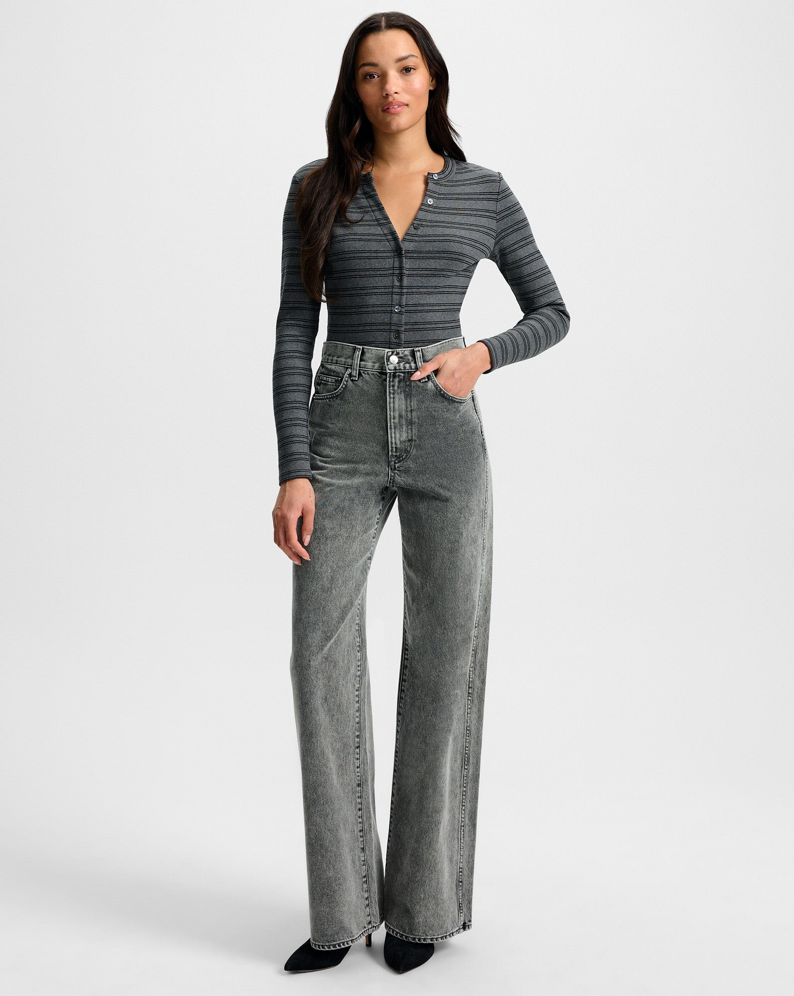 Dilia Striped Button-Down T-Shirt