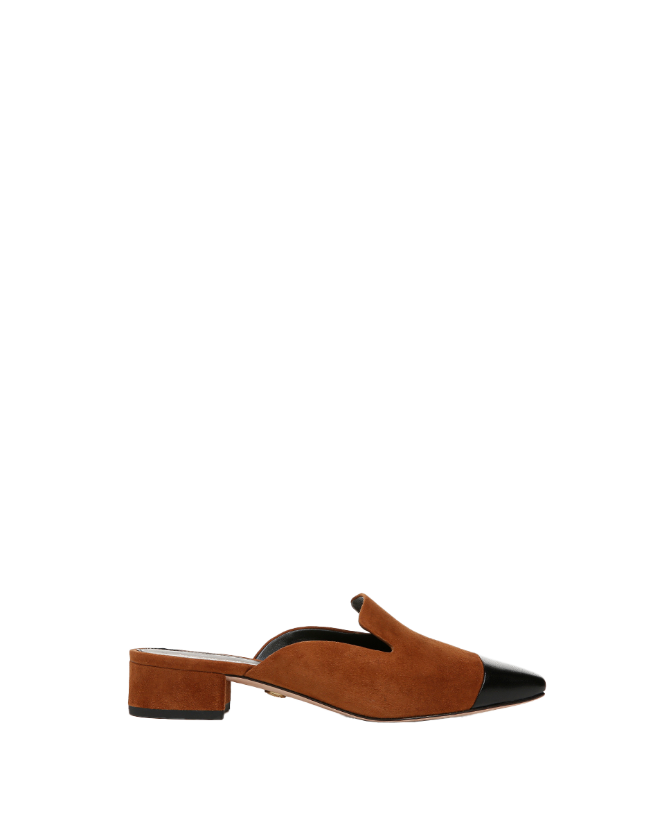 Cecile Suede Cap-Toe Mule