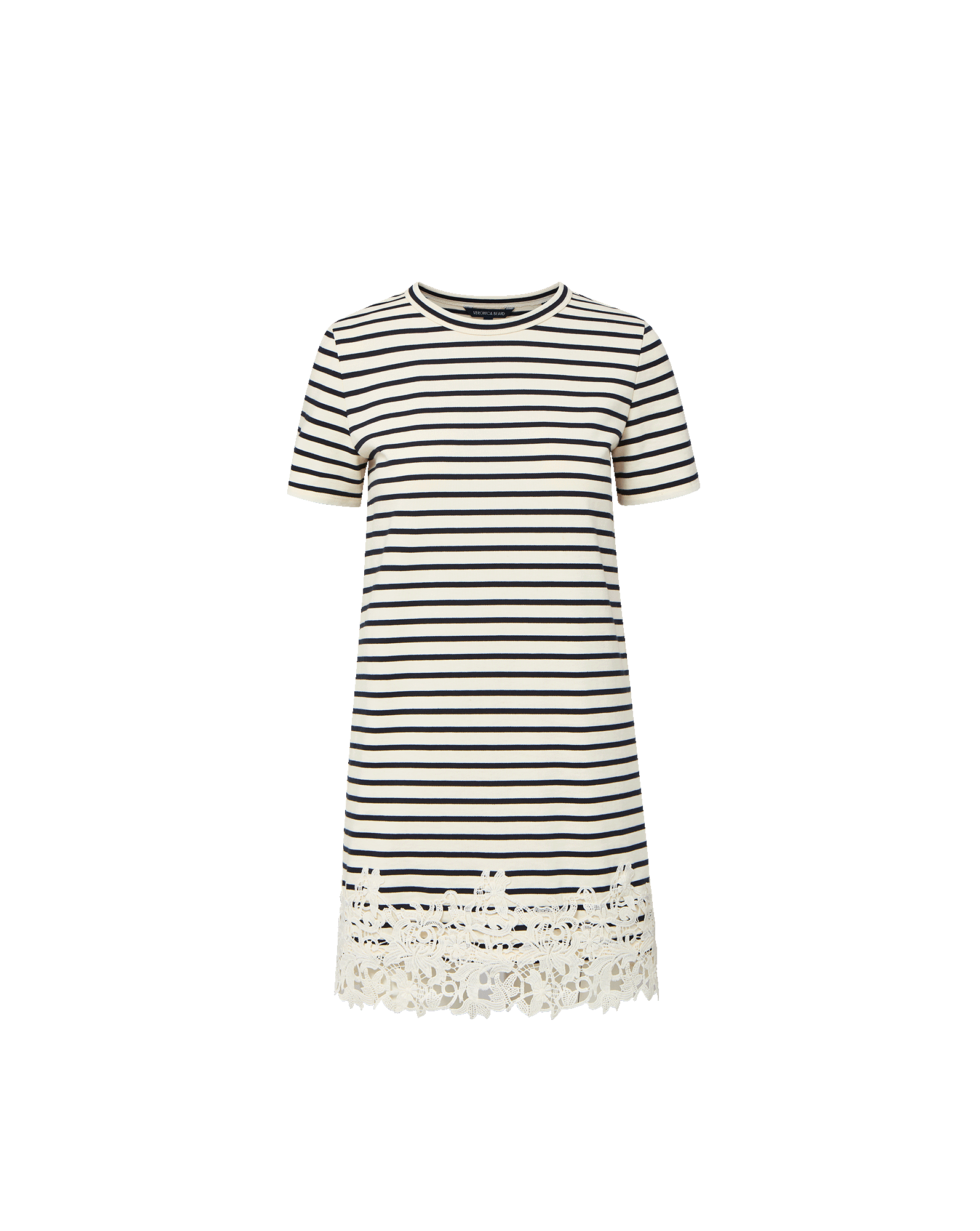 Rhue Striped Lace-Hem Mini Dress