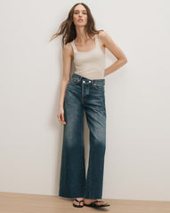 Taylor Crossover-Waistband Wide-Leg Jean
