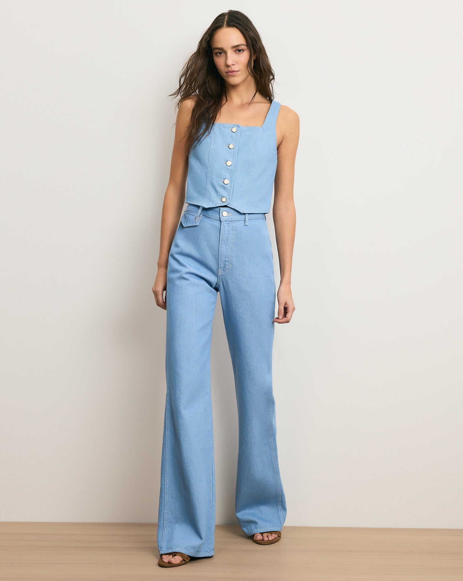 Crosbie Flap-Pocket Slim Wide-Leg Jean