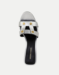 Via Silver Mid-Heel Sandal