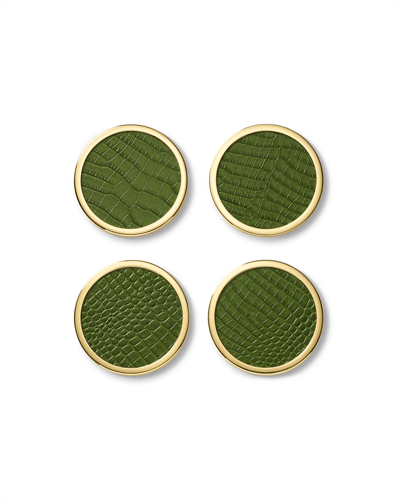 Croc-Embossed Leather Coaster Set